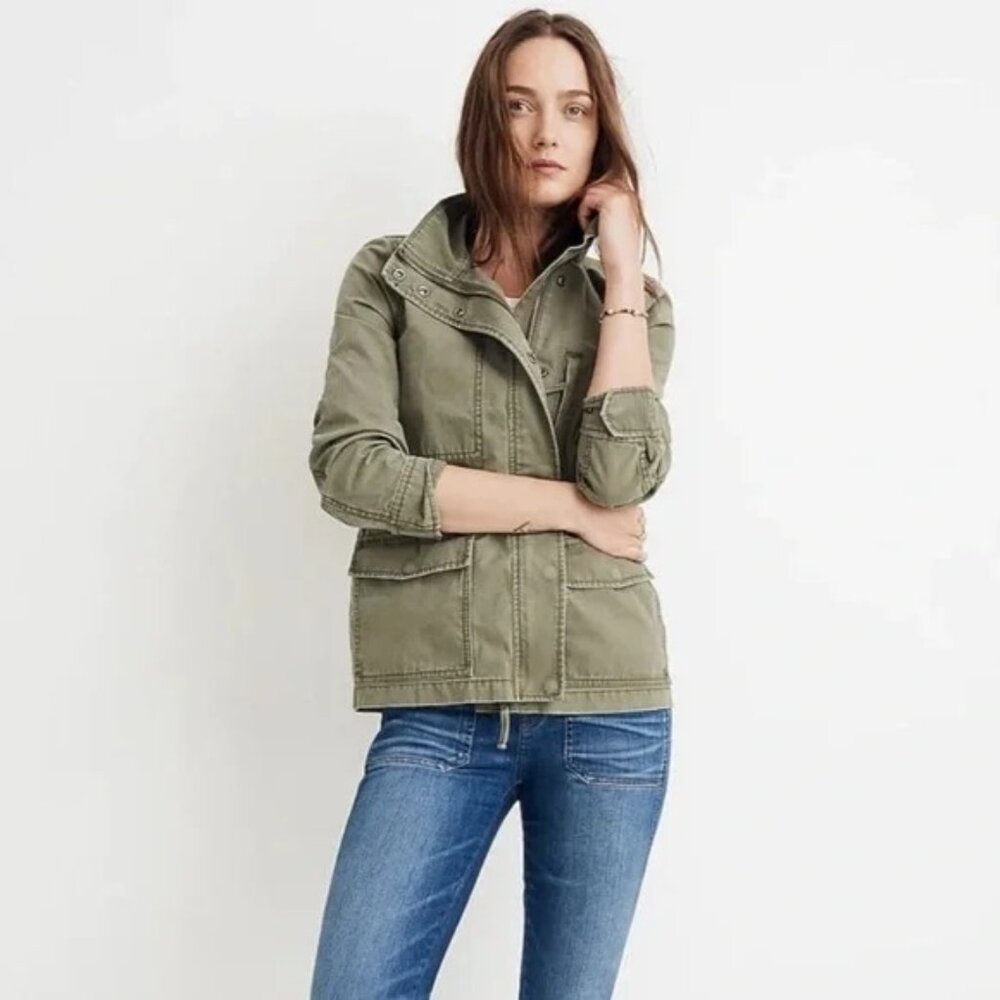 Madewell XS Olive‎ Green Moto Military Army Utility Jacket PASSAGE